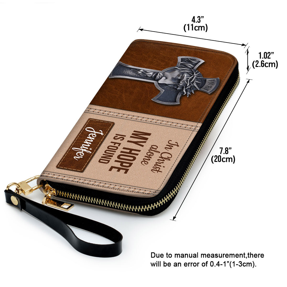 Cross In Christ Alone, My Hope Is Found Clutch Purse For Women - Personalized Name - Christian Gifts For Women