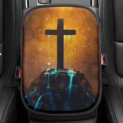 Cross Jesus's Hand Be Still And Know That I Am God Seat Box Cover, Bible Verse Car Center Console Cover, Christian Inspirational Car Armrest Cover