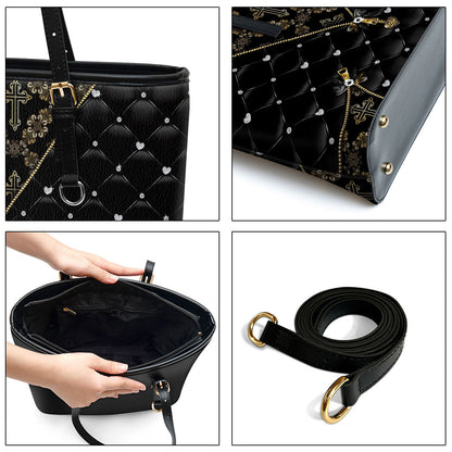 Cross Large Leather Tote Bag 1 - Christ Gifts For Religious Women - Best Mother's Day Gifts