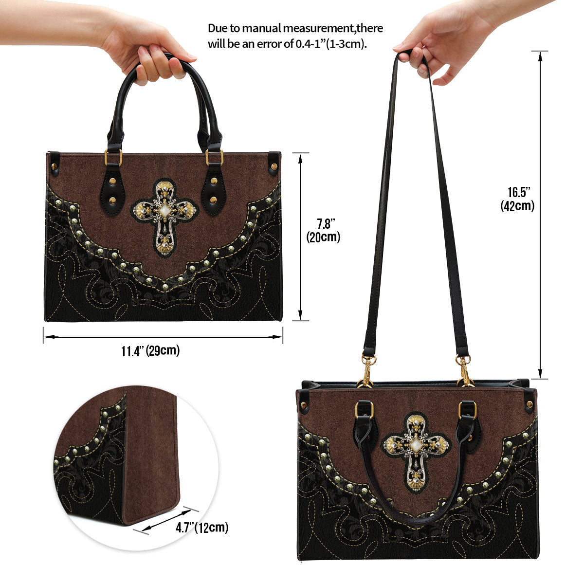 Cross Leather Handbag 2 - Religious Gifts For Women - Women Pu Leather Bag