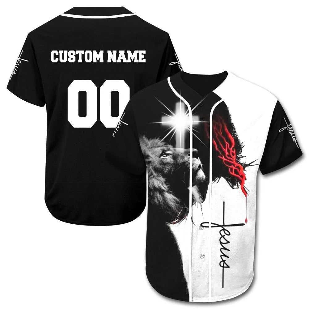 Cross, Lion Baseball Jersey - Custom Printed 3D Baseball Jersey Shirt For Men and Women