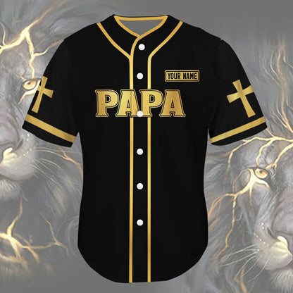 Cross, Lion Baseball Jersey - Papa The Man The Legend Custom Baseball Jersey For Men Women