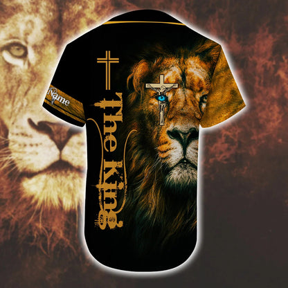 Cross, Lion Baseball Jersey - The King Custom Printed Baseball Jersey Shirt For Men Women