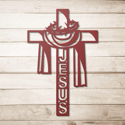 Cross Metal Sign - Christian Metal Wall Art - Religious Metal Wall Decor