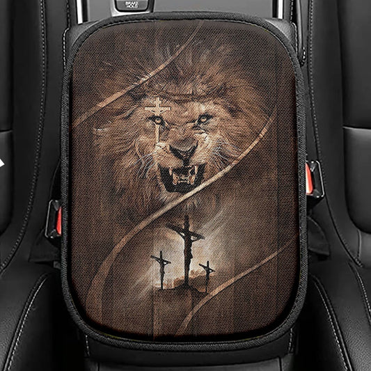Cross My Chains Are Gone I've Been Set Free My God Seat Box Cover, Christian Car Center Console Cover, Religious Car Interior Accessories