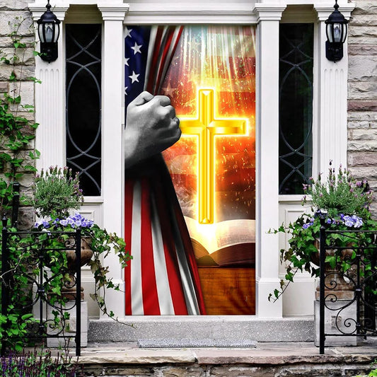 Cross On Bible Door Cover - Religious Door Decorations