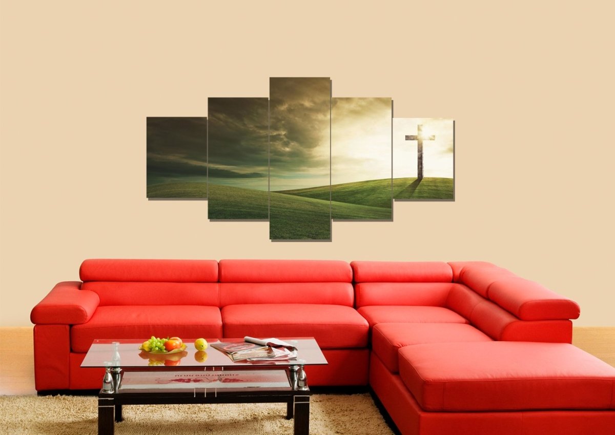 Cross On Rolling Hills Wall Art - Christian Canvas Wall Art