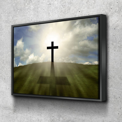 Cross On The Hill Wall Art - Christian Canvas Wall Art