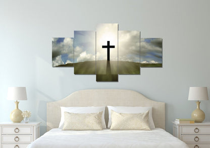 Cross On The Hill Wall Art - Christian Canvas Wall Art