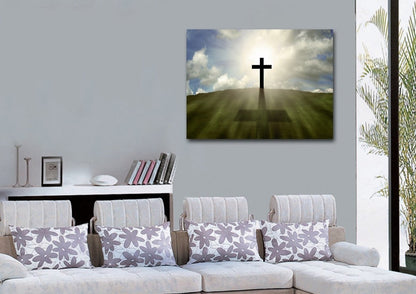 Cross On The Hill Wall Art - Christian Canvas Wall Art