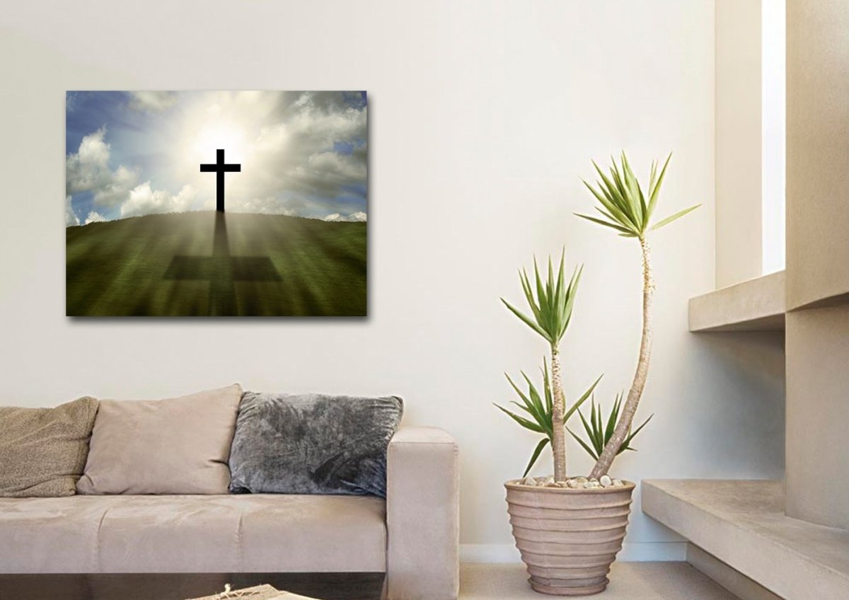 Cross On The Hill Wall Art - Christian Canvas Wall Art