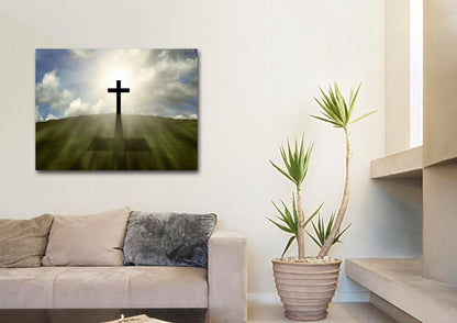 Cross On The Hill Wall Art - Christian Canvas Wall Art