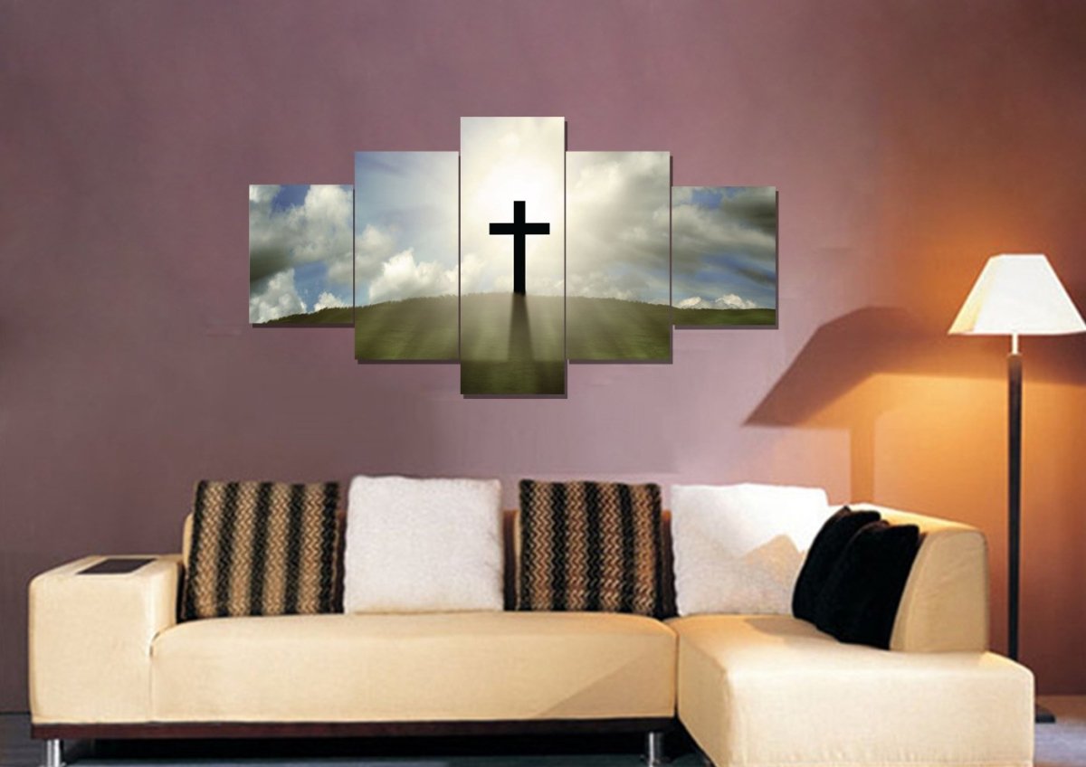 Cross On The Hill Wall Art - Christian Canvas Wall Art