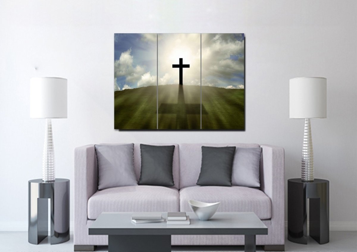 Cross On The Hill Wall Art - Christian Canvas Wall Art