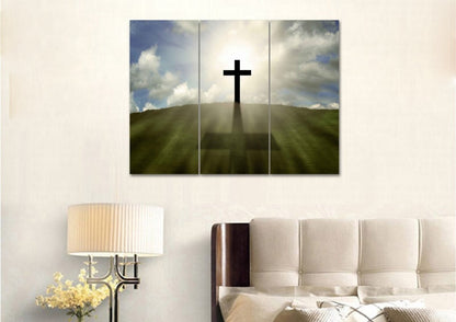 Cross On The Hill Wall Art - Christian Canvas Wall Art