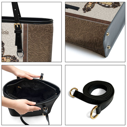 Cross Personalized Large Pu Leather Tote Bag For Women - Mom Gifts For Mothers Day