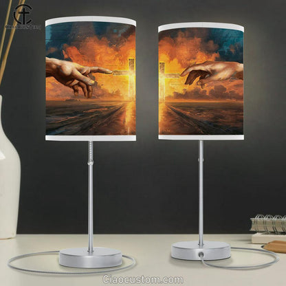 Cross Sunset Inspirational Art Table Lamp For Bedroom - Bible Verse Table Lamp - Religious Room Decor