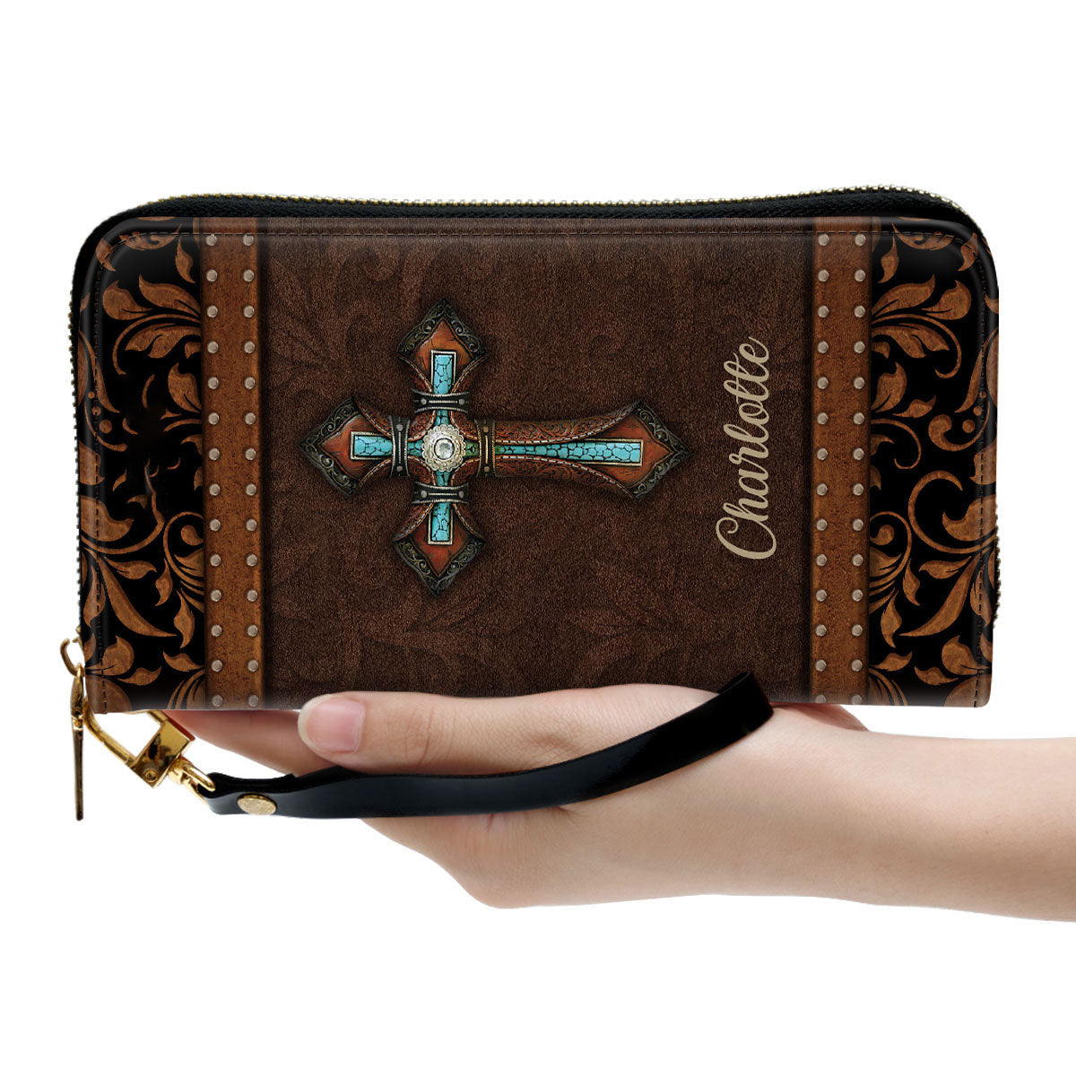 Cross Symbol Clutch Purse For Women - Personalized Name - Christian Gifts For Women