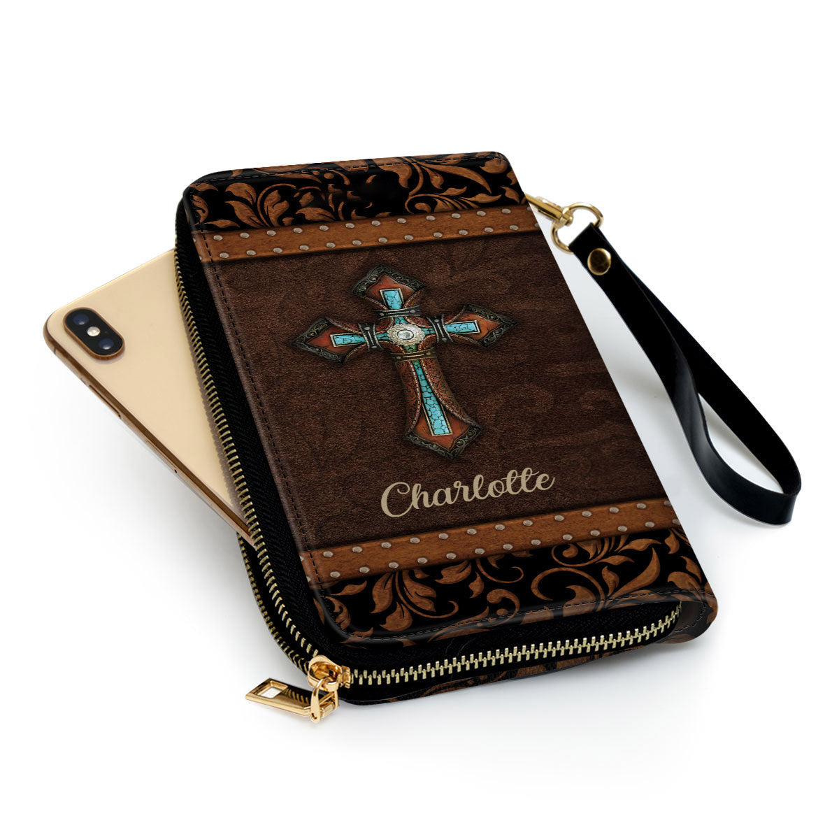 Cross Symbol Clutch Purse For Women - Personalized Name - Christian Gifts For Women