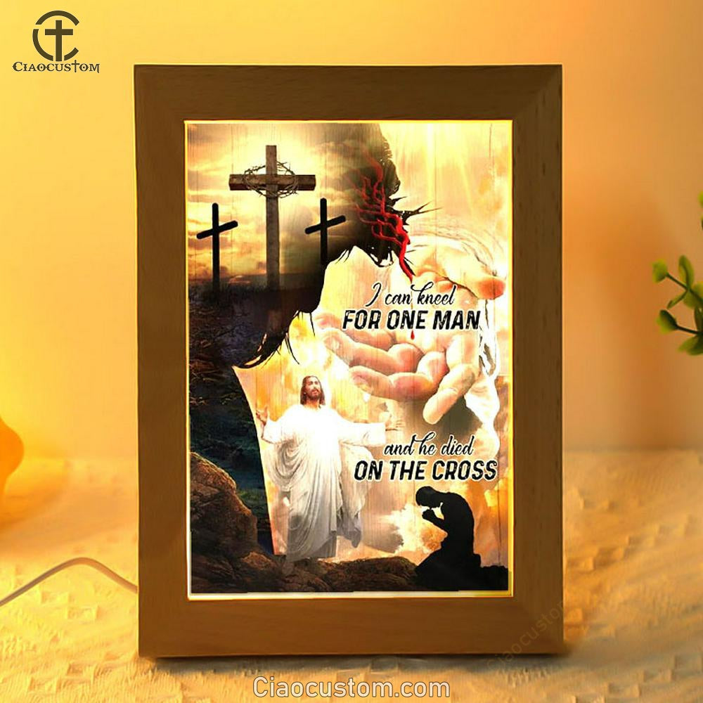 Cross Symbol, Pray For Healing, Take My Hand, Jesus I Can Kneel For One Man Frame Lamp