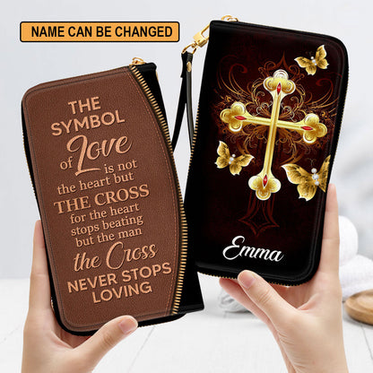 Cross The Symbol Of Love Spiritual Gifts For Women Clutch Purse For Women - Personalized Name - Christian Gifts For Women