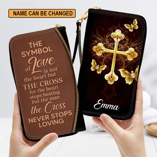 Cross The Symbol Of Love Spiritual Gifts For Women Clutch Purse For Women - Personalized Name - Christian Gifts For Women