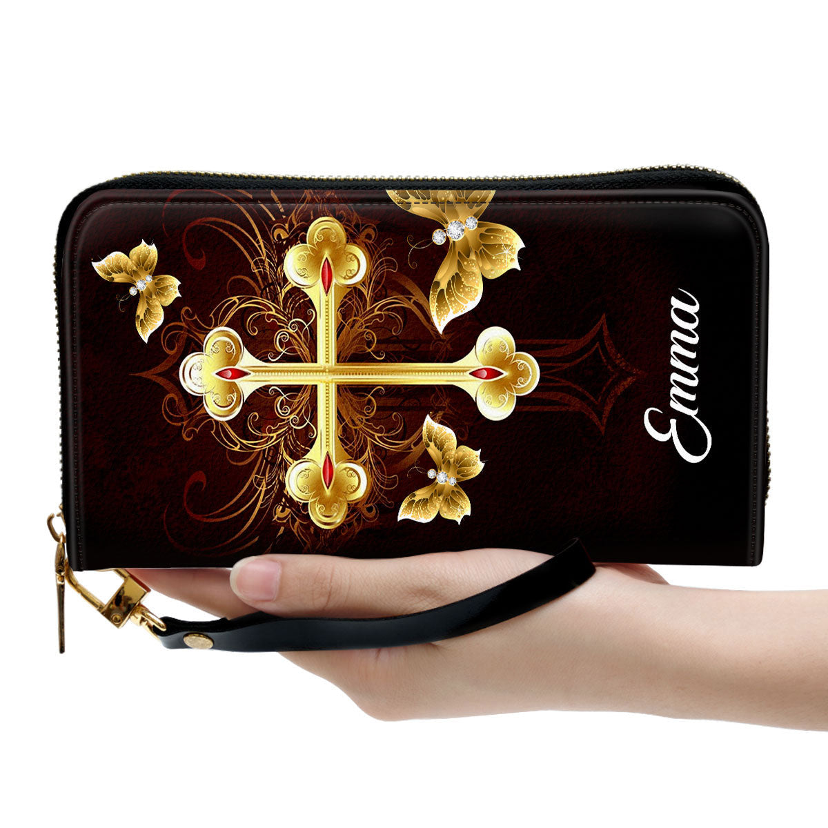 Cross The Symbol Of Love Spiritual Gifts For Women Clutch Purse For Women - Personalized Name - Christian Gifts For Women