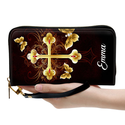 Cross The Symbol Of Love Spiritual Gifts For Women Clutch Purse For Women - Personalized Name - Christian Gifts For Women
