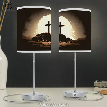 Cross With Empty Tomb Resurrection Jesus Christ Table Lamp Pictures - Faith Art - Christian Table Lamp For Bedroom Decor