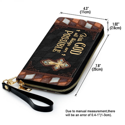 Cross With God All Things Are Possible Clutch Purse For Women - Personalized Name - Christian Gifts For Women