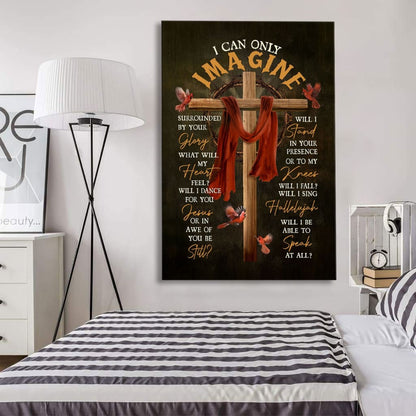 Cross With Red Cloth I Can Only Imagine Canvas Art - Bible Verse Canvas - Scripture Wall Art
