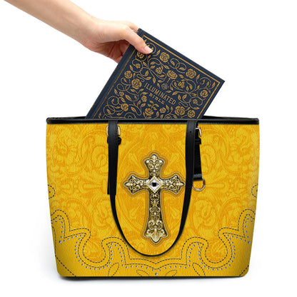 Cross Yellow Large Pu Leather Tote Bag For Women - Mom Gifts For Mothers Day
