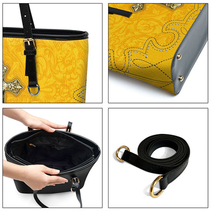 Cross Yellow Large Pu Leather Tote Bag For Women - Mom Gifts For Mothers Day