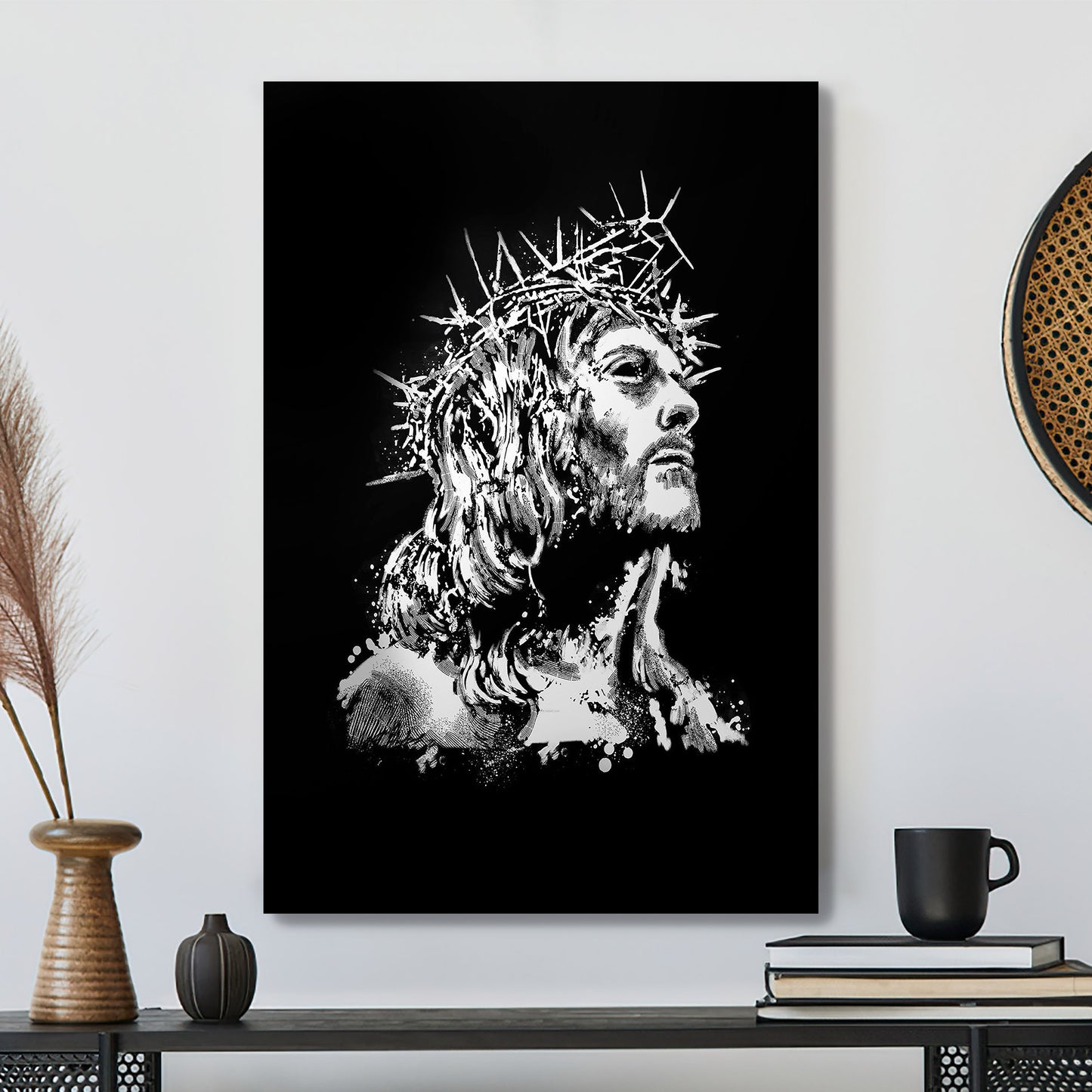 Black And White Crown - Jesus Canvas Poster - Jesus Wall Art - Christ Pictures - Christian Canvas Prints - Faith Canvas - Gift For Christian - Ciaocustom