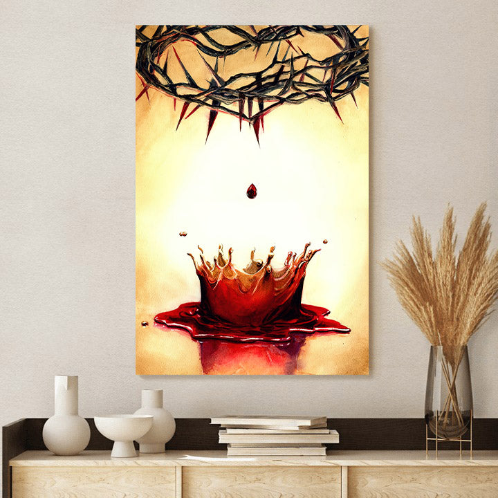 Crown And Blood Wall Art Canvas - Christian Canvas Wall Art - Gift For Farmer