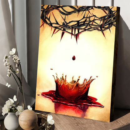 Crown And Blood Wall Art Canvas - Christian Canvas Wall Art - Gift For Farmer