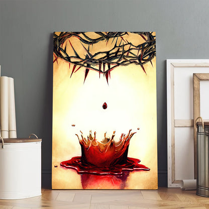 Crown And Blood Wall Art Canvas - Christian Canvas Wall Art - Gift For Farmer