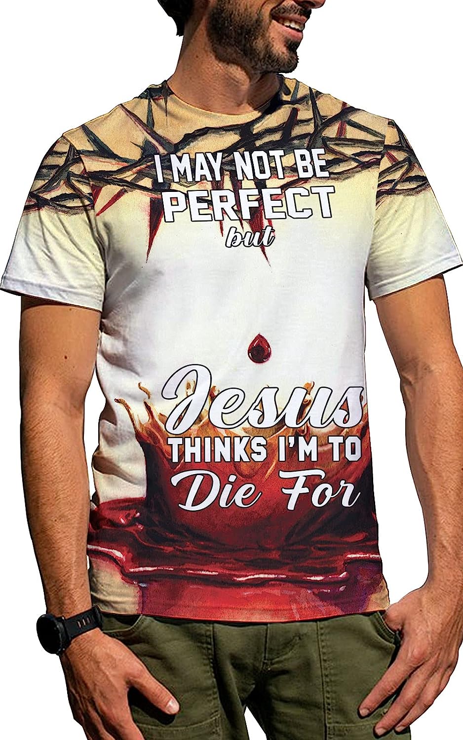 Crown Of Thorns Blood Jesus Think I'm To Die For All Over Printed 3D T Shirt - Christian Shirts for Men Women