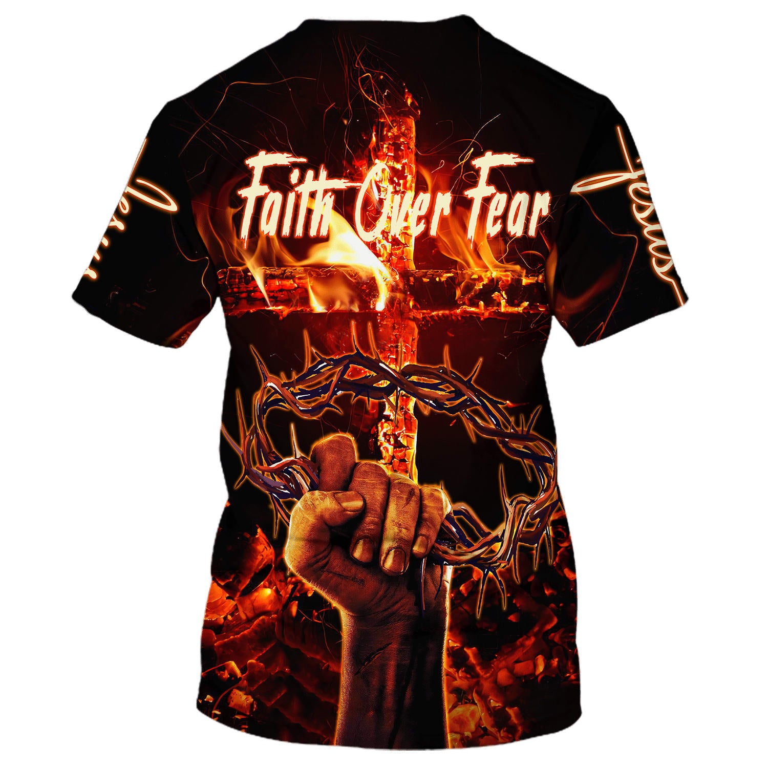 Crown Of Thorns Jesus Christ Shirts - Faith Over Fear 3D All Over Printed Shirt for Men and Women