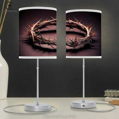 Crown Thorns Nails Symbols Christian Easter Realistic Table Lamp Pictures - Faith Art - Christian Table Lamp For Bedroom Decor