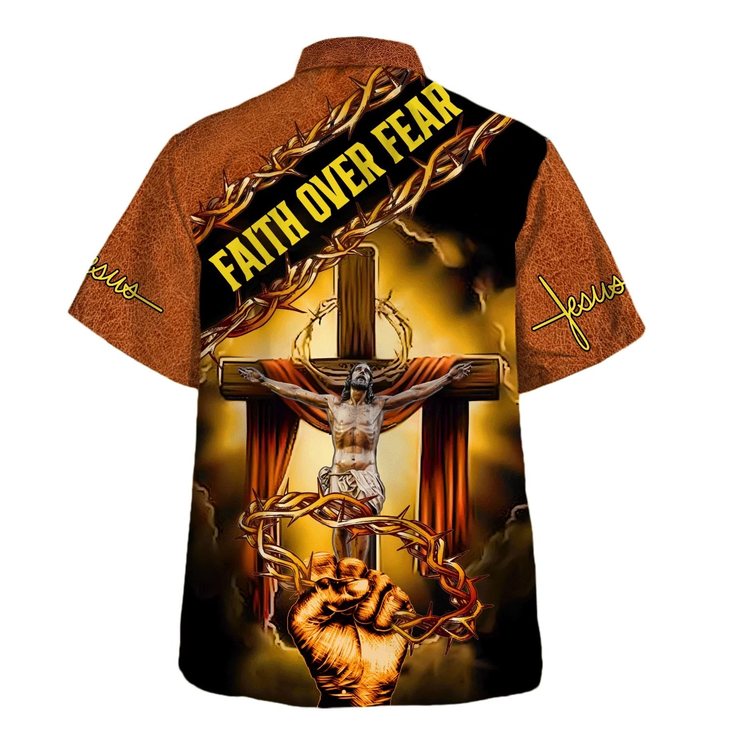 Crucifixion Of Jesus Faith Over Fear Hawaiian Shirts For Men And Women - Christian Hawaiian Shirt - Hawaiian Summer Shirts