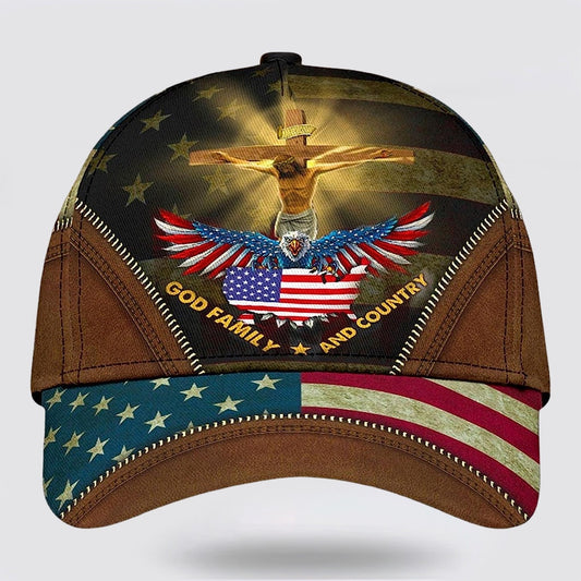 Crucifixion Of Jesus God Family And Country Baseball Cap - Christian Hats for Men and Women