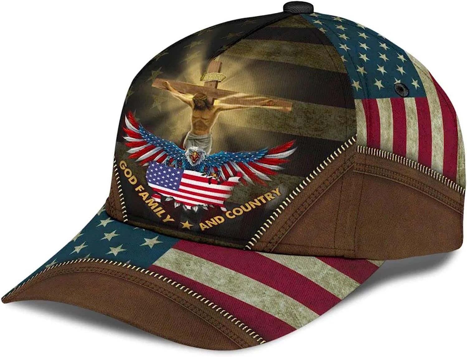 Crucifixion Of Jesus God Family And Country Baseball Cap - Christian Hats for Men and Women