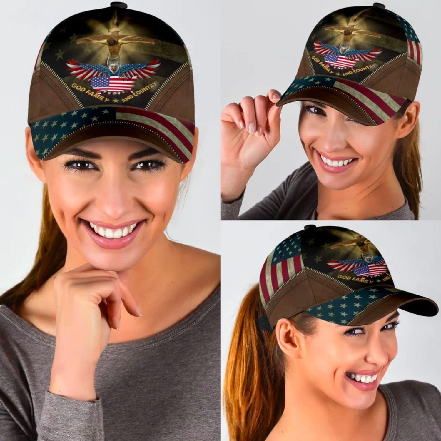 Crucifixion Of Jesus God Family And Country Baseball Cap - Christian Hats for Men and Women
