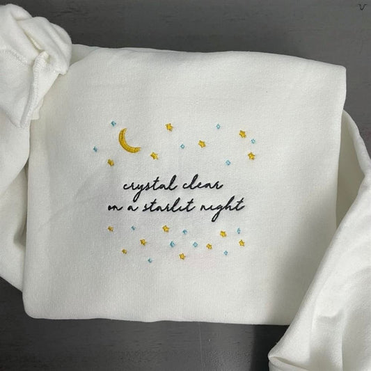 Crystal Clear On A Starlit Night Sweatshirt, Women's Embroidered Sweatshirts