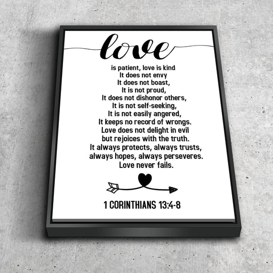 Cursive Love & 1 Corinthians 131 Canvas Wall Art
