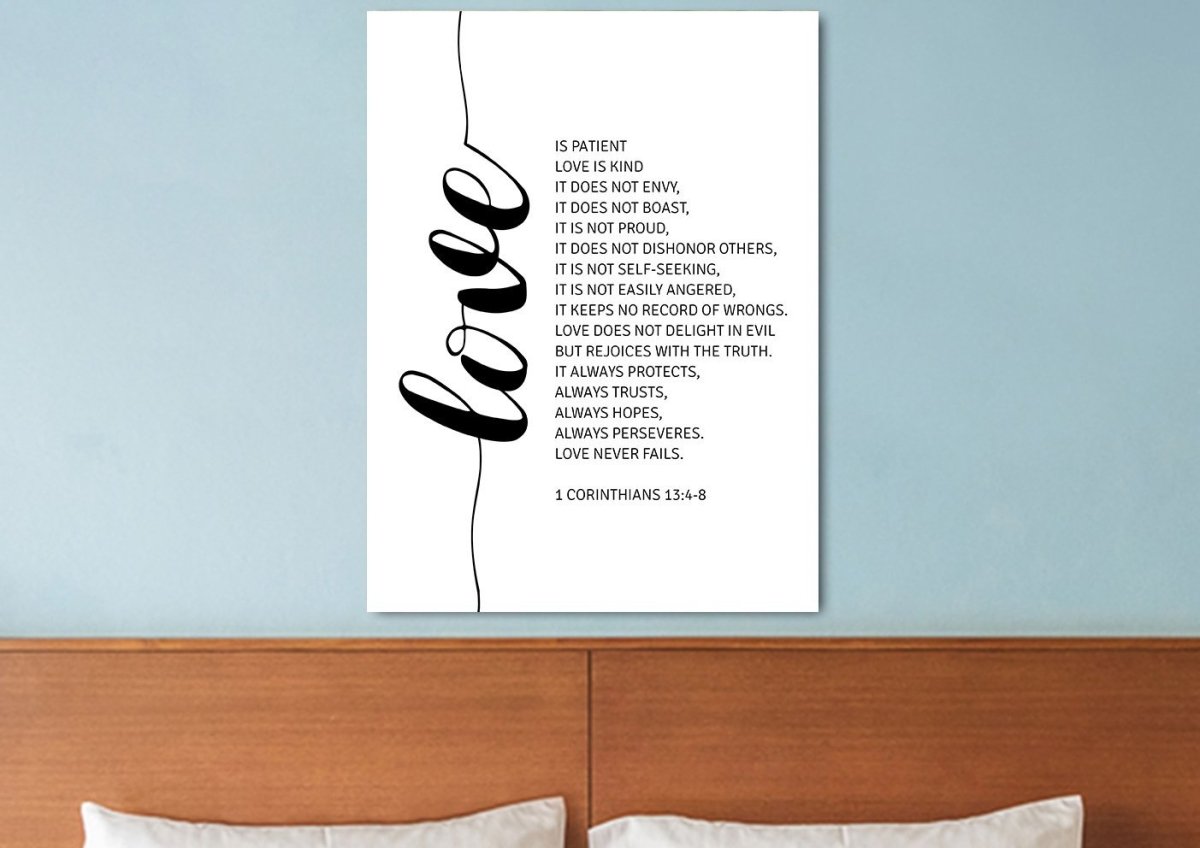 Cursive Love & 1 Corinthians 131 Canvas Wall Art