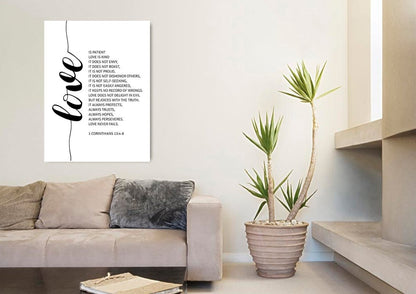 Cursive Love & 1 Corinthians 131 Canvas Wall Art