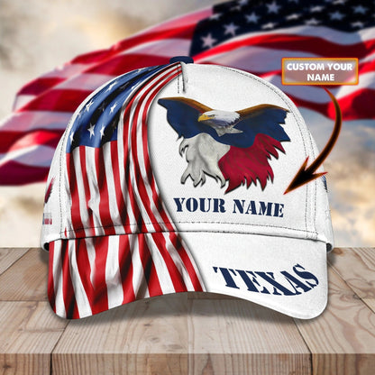 Custom 3D All Over Print Texas Roots Cap Hat - Eagle Texas Classic Cap - Baseball Texas Caps