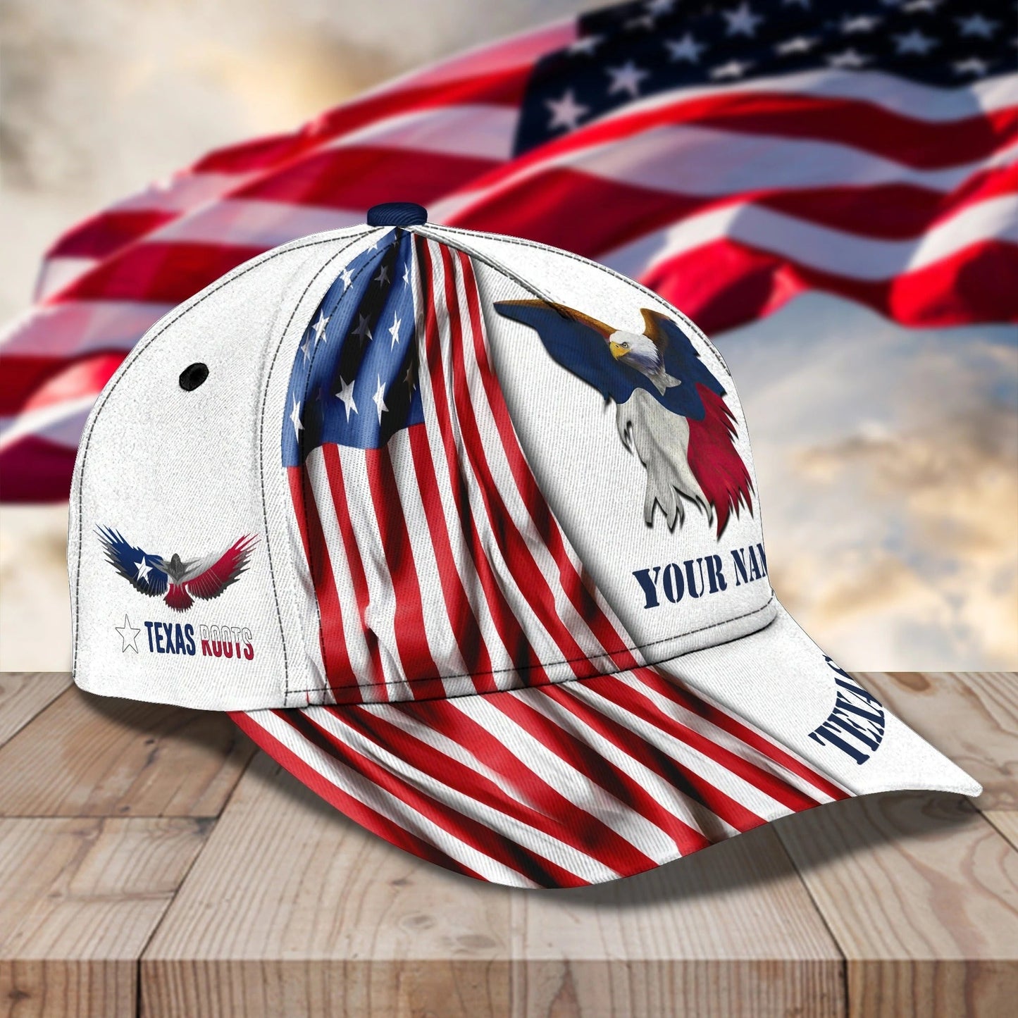 Custom 3D All Over Print Texas Roots Cap Hat - Eagle Texas Classic Cap - Baseball Texas Caps